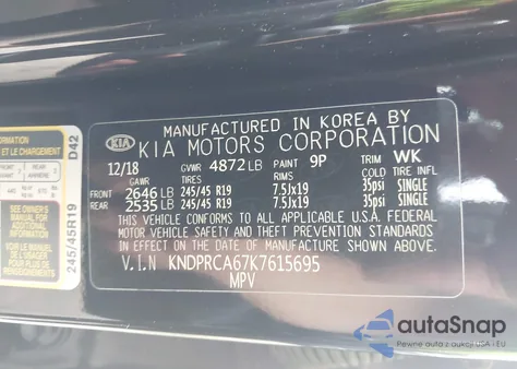 2019 Kia Sportage Sx Turbo z USA, uszkodzony, nr VIN KNDPRCA67K7615695